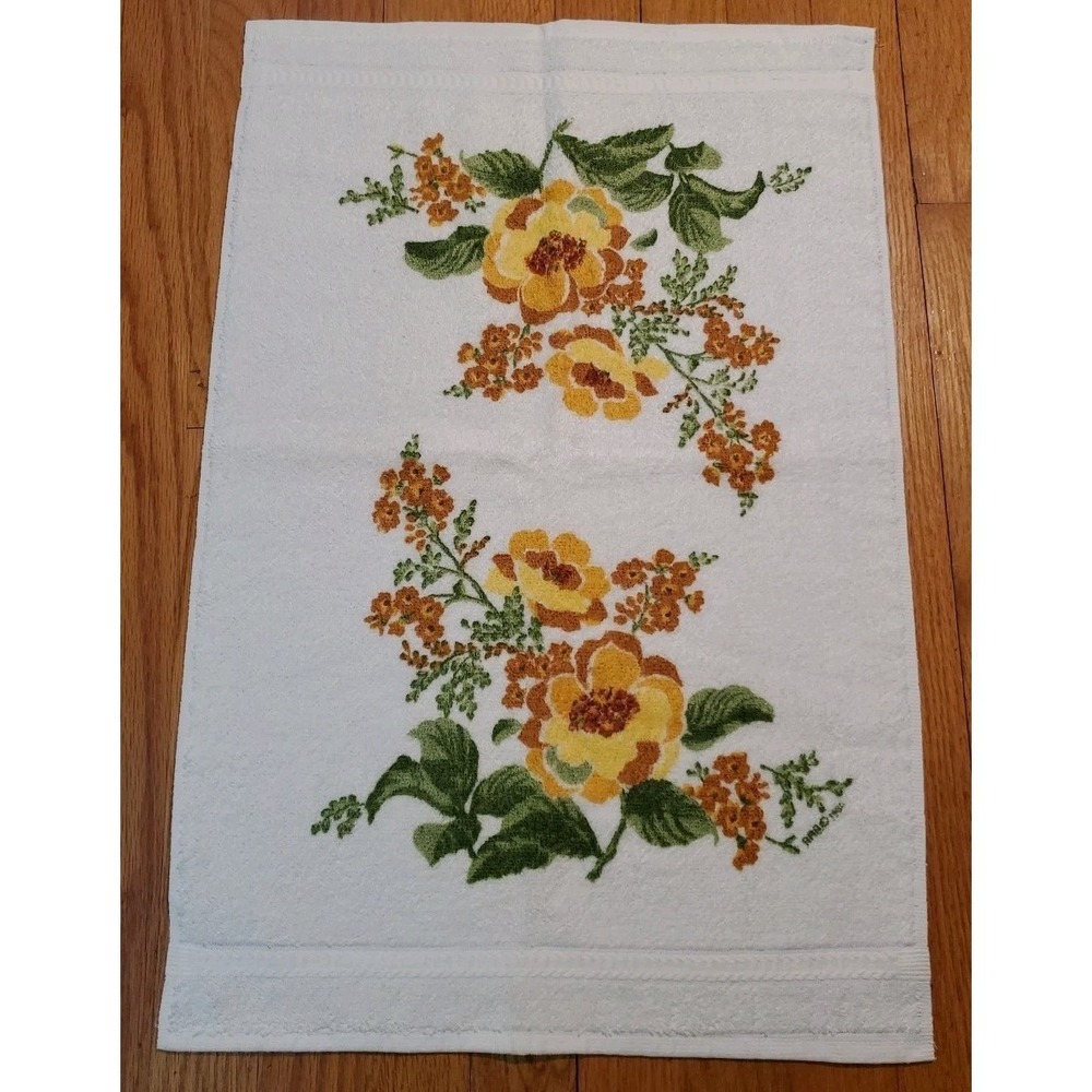 Vintage‎ RA Briggs Hand Towels Yellow Floral Print